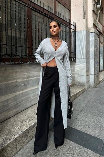 Sandy Düğmeli Uzun Hırka 5100-23 resmi